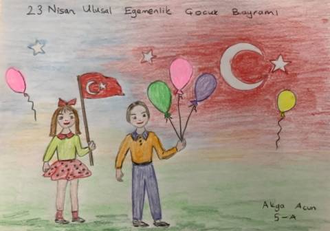 Öğrencilerimizin 23 Nisan Resim Sergisi AKYA ACUN 5A - ATAŞEHİR KAMPÜSÜ